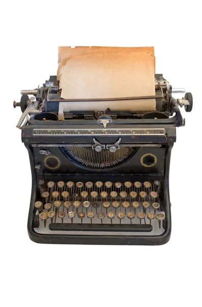 Vieille machine à écrire avec une feuille de papier — Photo