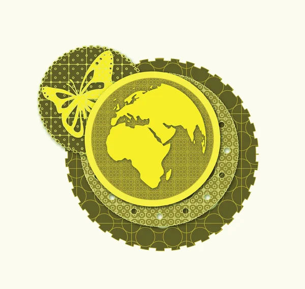 Πλανήτη πράσινο σχέδιο με πεταλούδα vecto — Διανυσματικό Αρχείο