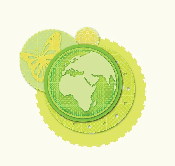 Planeta de diseño verde con mariposa Ilustración de stock