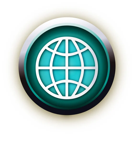 Blue button vector globe — Stock Vector