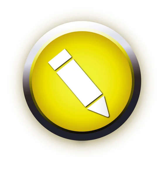 Sárga négyzet alakú ikon írás ceruza — Stock Vector