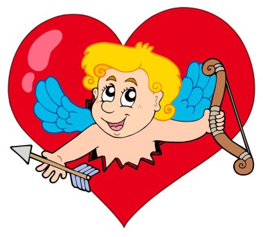 Cupid lurking from heart clipart