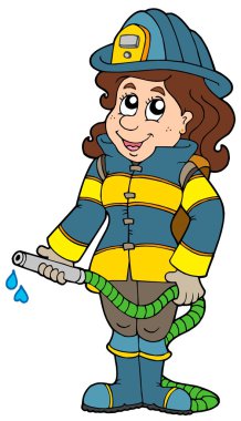 Firefighting girl clipart