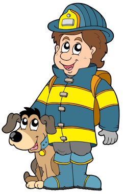 Firefighter with dog clipart