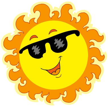 Spring Sun with sunglasses clipart