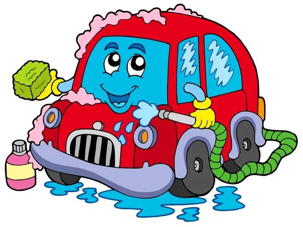 Dessin animé lavage de voiture — Image vectorielle