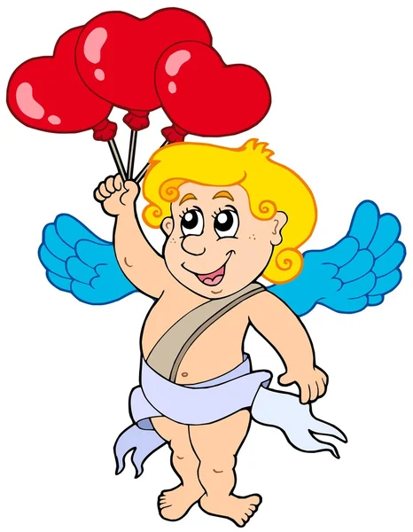 Cupid with balloons — Stock Vector
