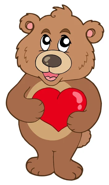 Roztomilý medvěd drží srdce — Stockový vektor