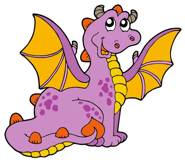 Пурпурный дракон с большими крыльями — стоковый вектор
