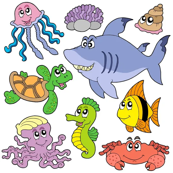 Colección de peces y animales marinos 2 — Vector de stock