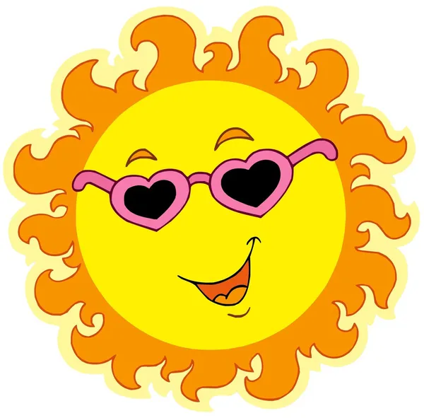 Lente zon met liefde bril — Stockvector