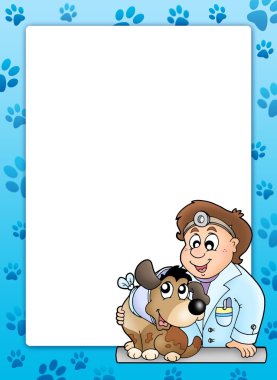 Blue frame with veterinary theme clipart