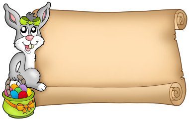 Easter scroll with cute bunny clipart