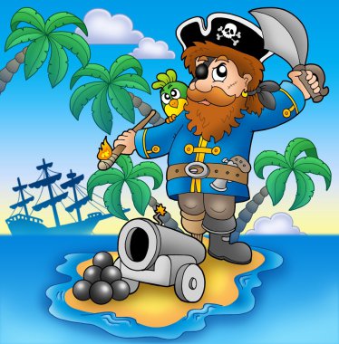 Pirate shooting from cannon clipart