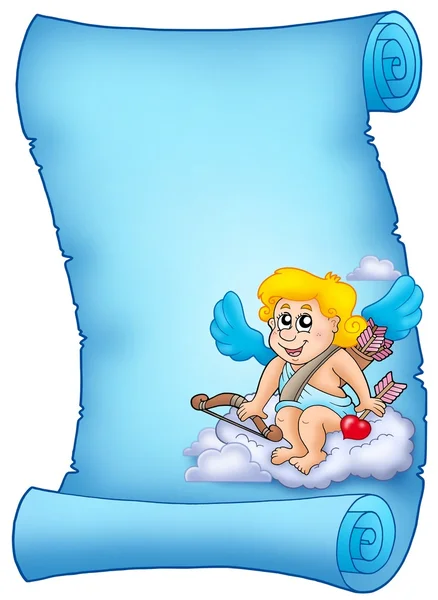 Pergaminho azul com Cupido 3 — Fotografia de Stock