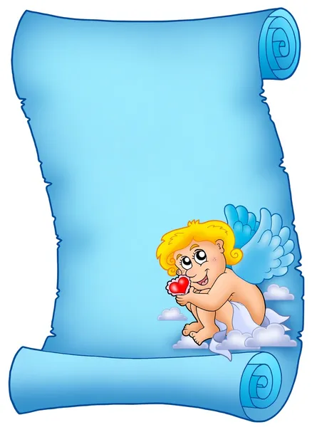 Pergaminho azul com Cupido 7 — Fotografia de Stock