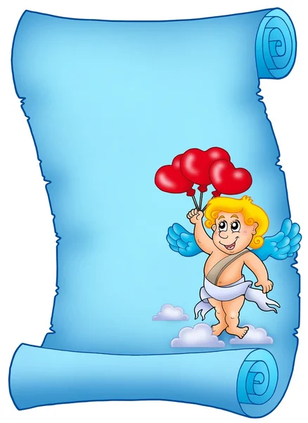 Pergaminho azul com Cupido 6 — Fotografia de Stock