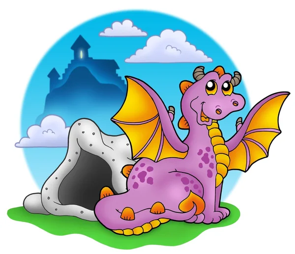 Dragon with cave and castle 2 — Stock Photo, Image