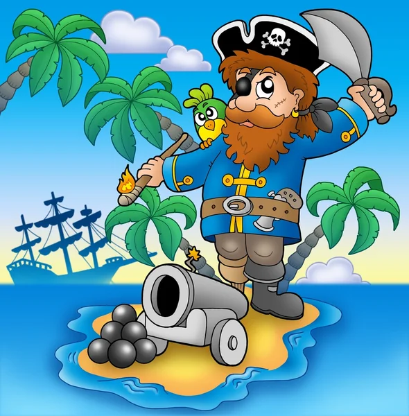 Pirat skytte från kanonen — Stockfoto