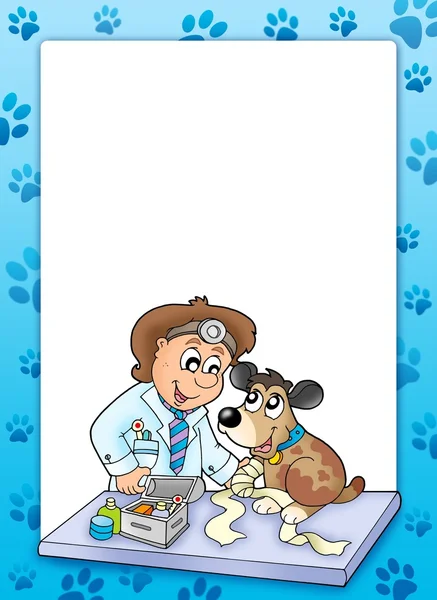 Marco con perro enfermo en veterinario — Foto de Stock