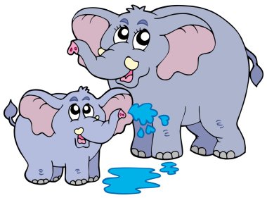 Female and baby elephants clipart