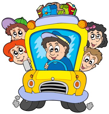 School bus with children clipart