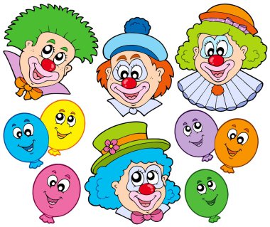 Funny clowns collection clipart