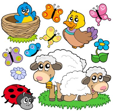 Various spring animals clipart