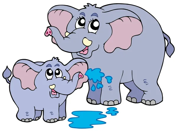 Kvinnliga och baby elefanter — Stock vektor