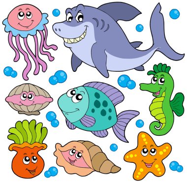 Aquatic animals collection clipart