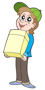 Boy with paper box clipart