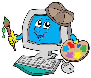 Cartoon computer artist clipart