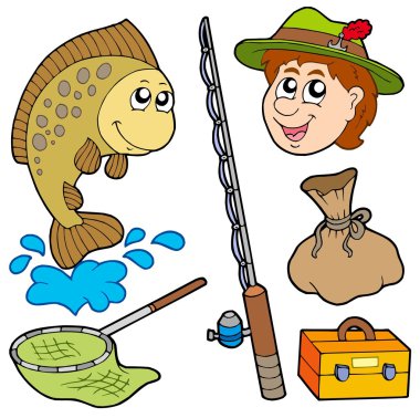 Cartoon fisherman collection vector