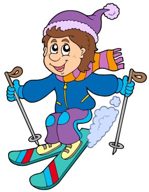 Cartoon skiing boy clipart