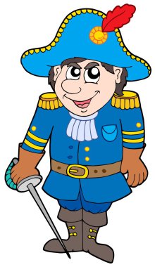 Cartoon soldier in blue uniform clipart