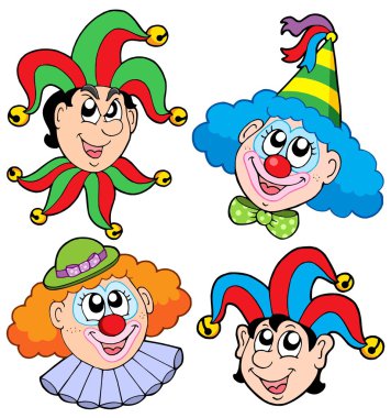 Clowns head collection 2 clipart