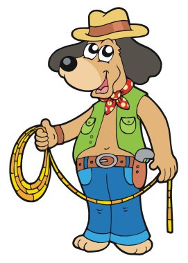 Cowboy dog with lasso clipart