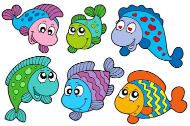 Crazy fishes collection clipart