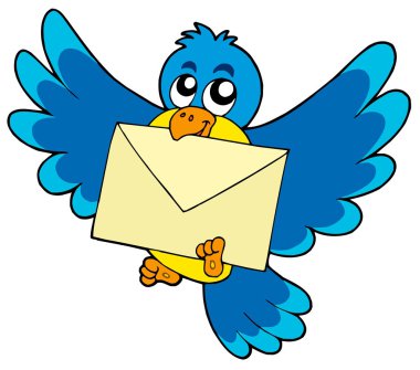 Cute bird with envelope clipart