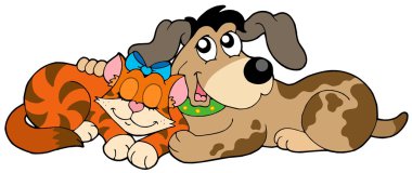 Cute cat and dog clipart