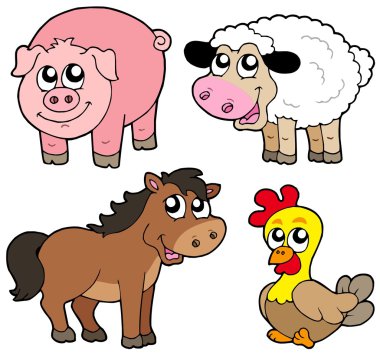 Cute country animals collection clipart