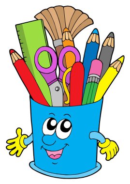 Cute cup with crayons clipart