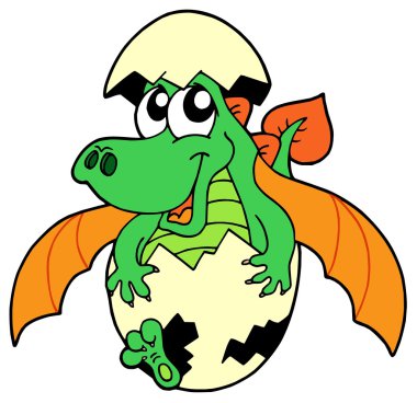 Cute dragon in egg clipart