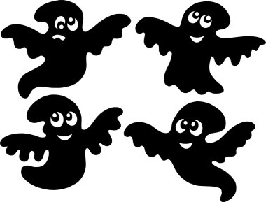 Cute ghost silhouettes clipart