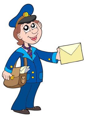 Cute postman with letter clipart