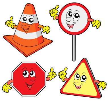 Cute road signs collection clipart