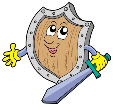 Cute shield with sword clipart