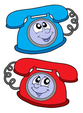 Cute blue and red telephone clipart