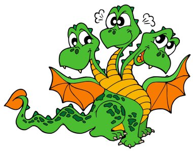 Cute three headed dragon clipart