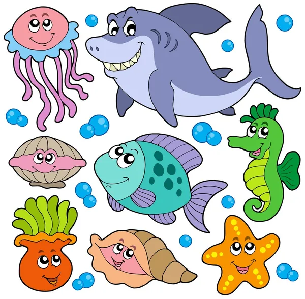 Aquatische dieren collectie — Stockvector